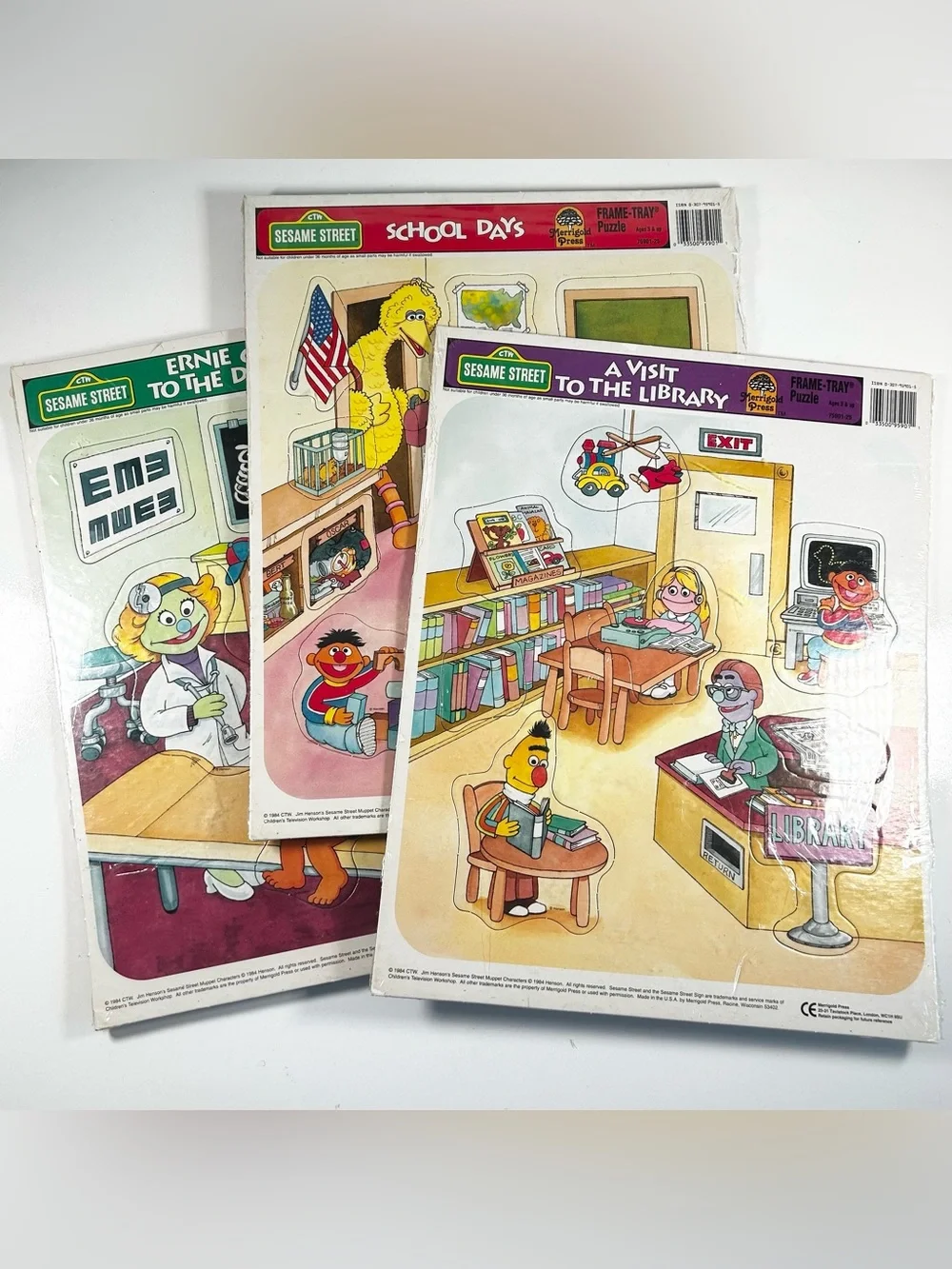 Merrigold Press Sesame Street Frame Tray Puzzle Lot from 1984